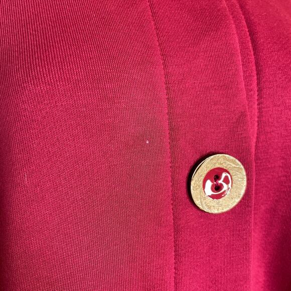 Women's XL Habitat Honeycomb Terry Pocket Burgundy Button Front Knit Cardigan - Picture 3 of 6